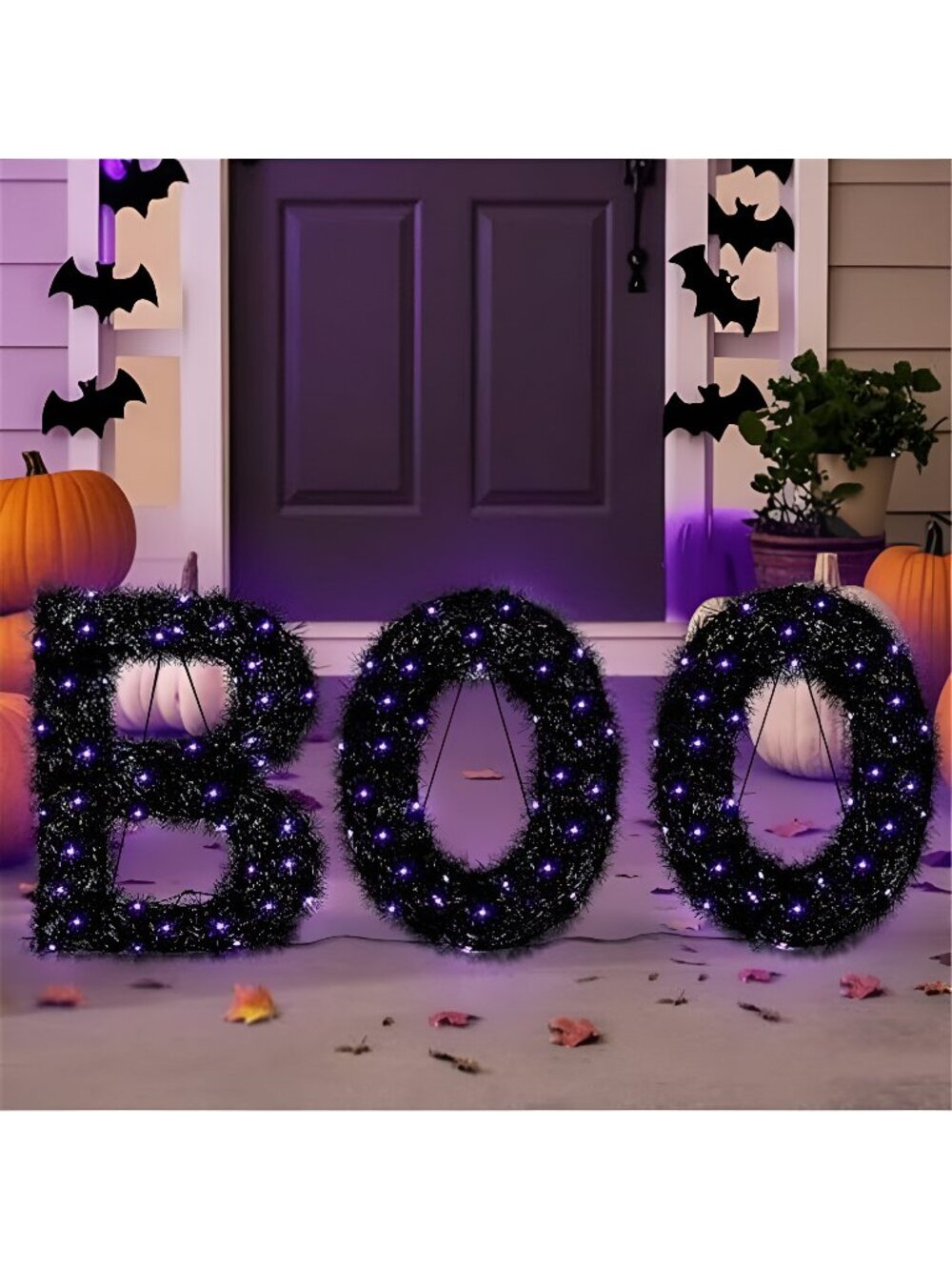 3 Piece Outdoor Boo Sign Halloween Decoration, Lighted Boo Yard Display